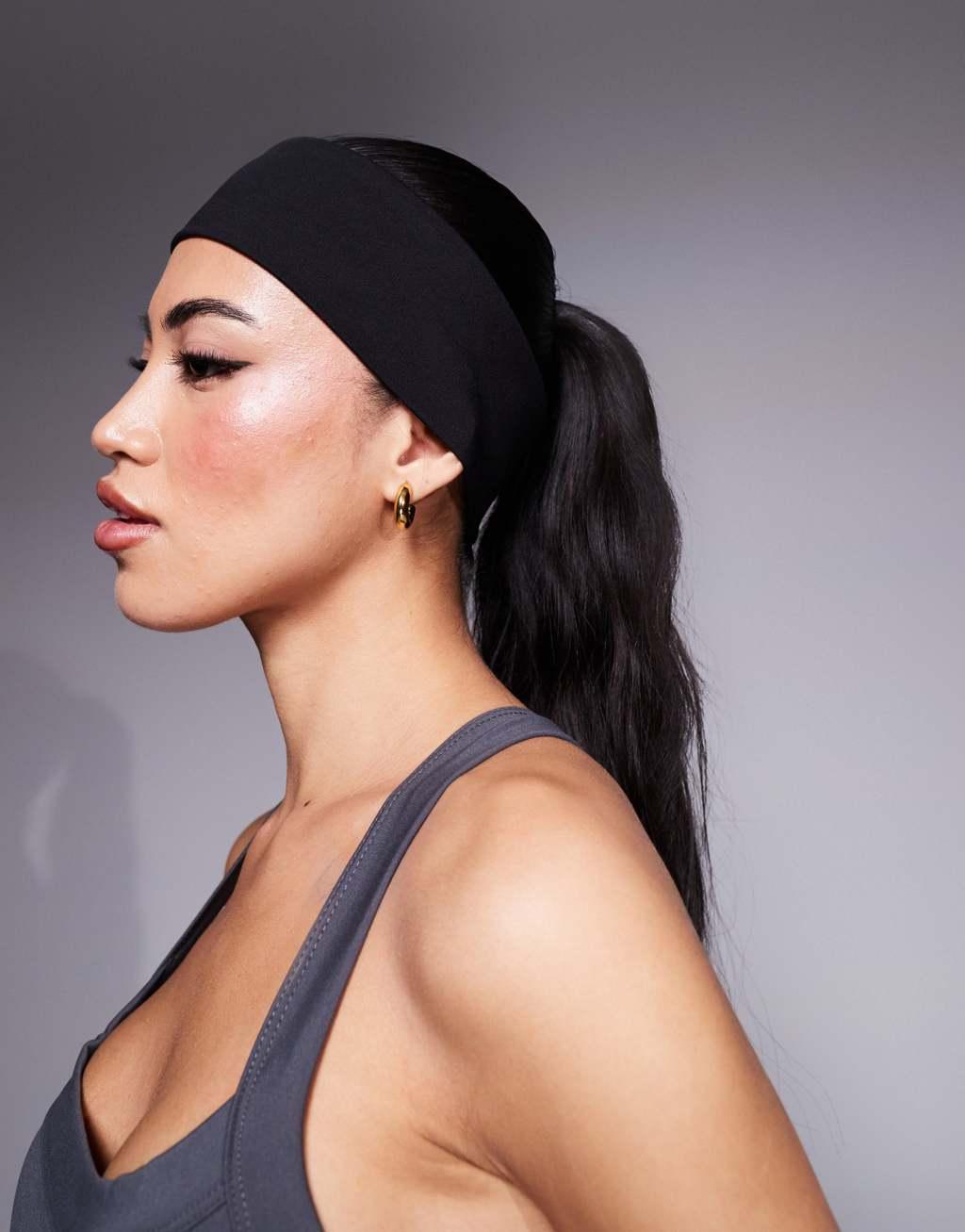 4505 Icon soft touch wide yoga headband in black  Product Image