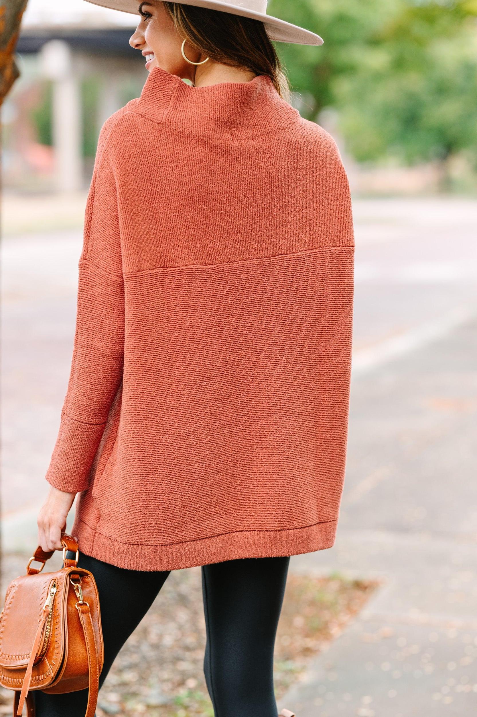 The Slouchy Rust Orange Mock Neck Tunic Female Product Image