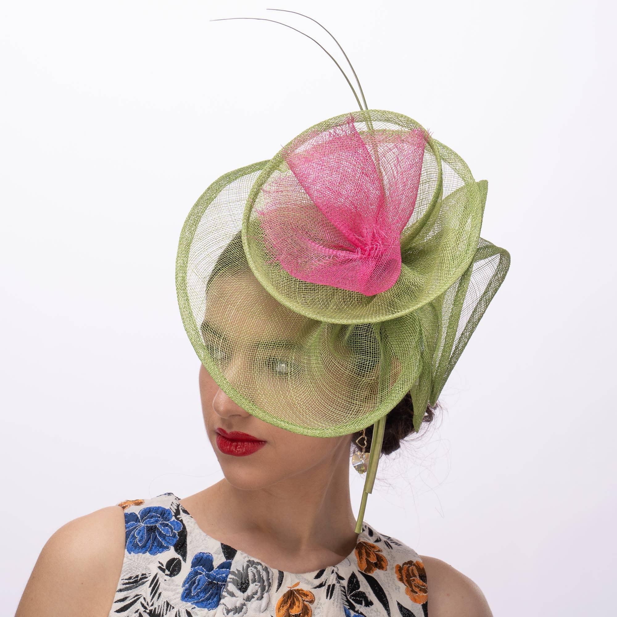 2Tone Sinamay Fascinator With 2 Quill Stick Feathers Product Image