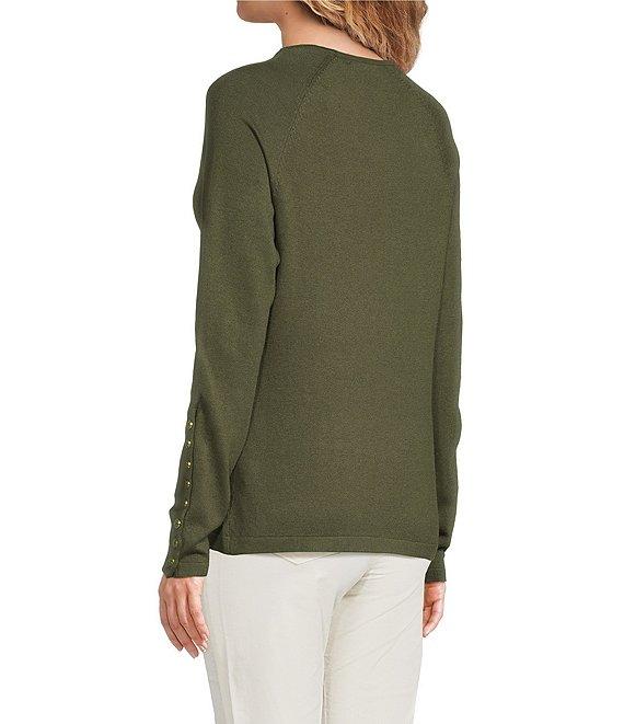 J.McLaughlin Jamey Crew Neck Button Trim Raglan Sleeve Sweater Product Image