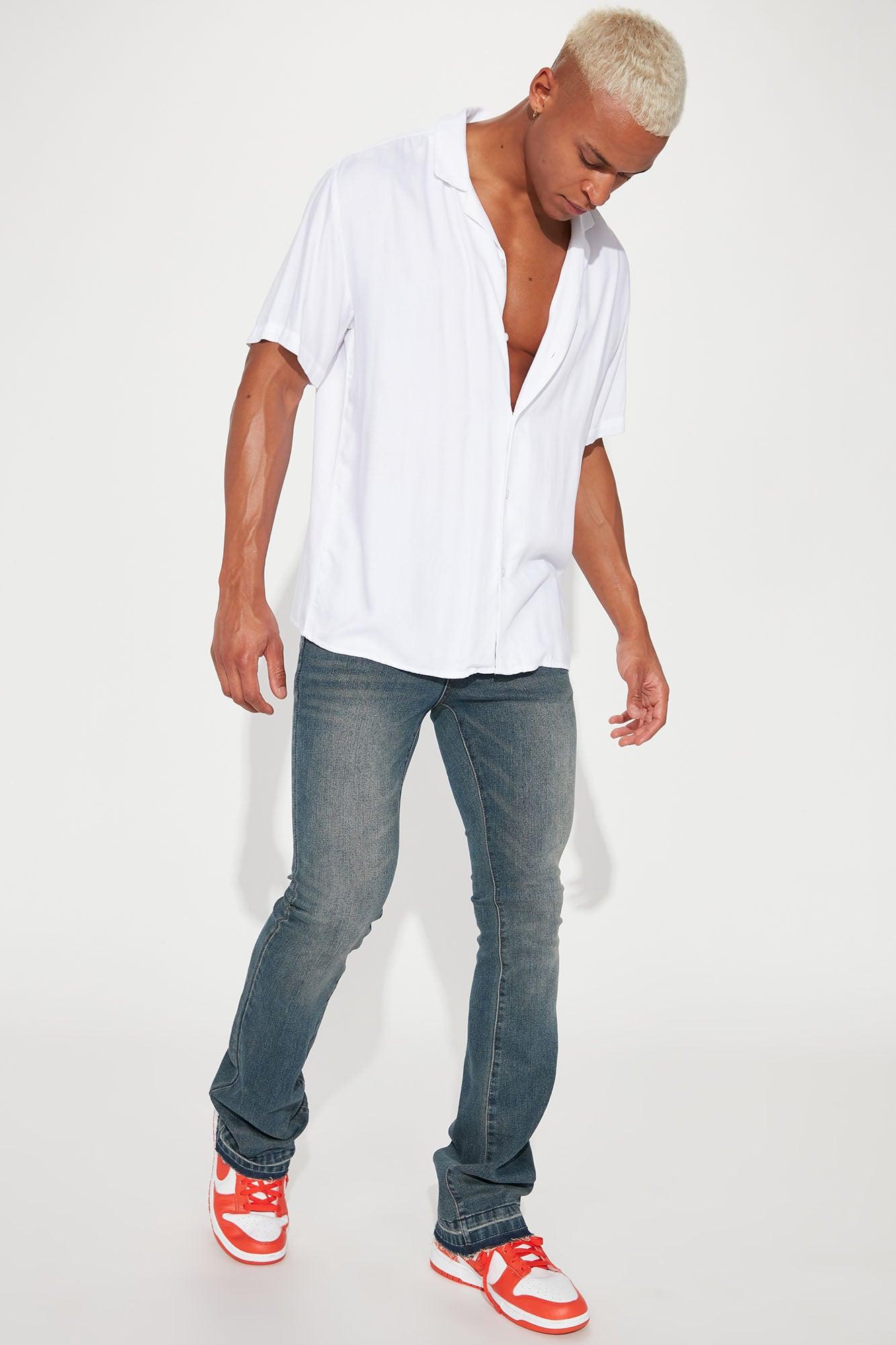 Cornell Stacked Skinny Flare Jeans - Vintage Blue Wash Product Image