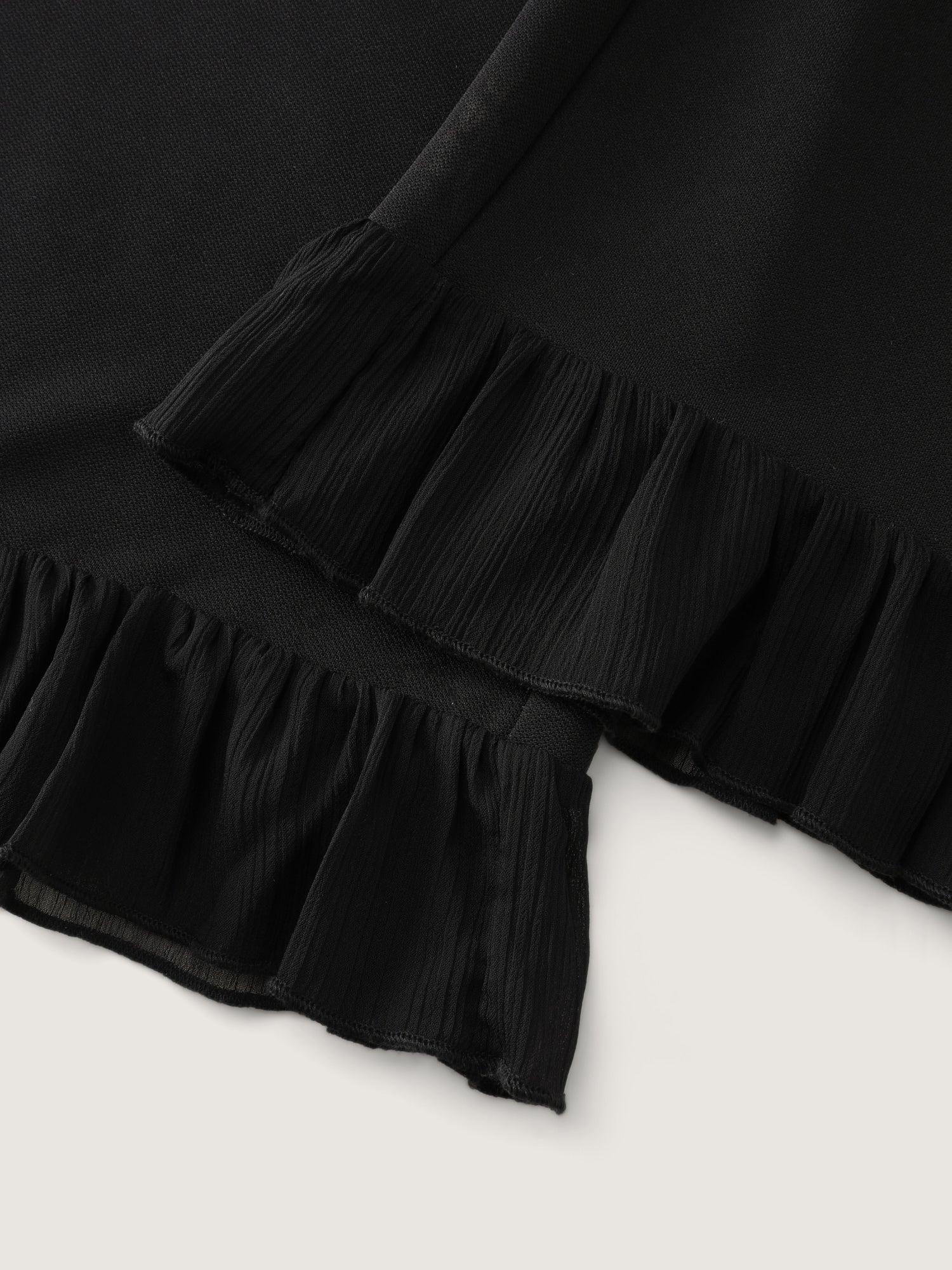 Ruffled Flared Hem Plain Pants Female Product Image