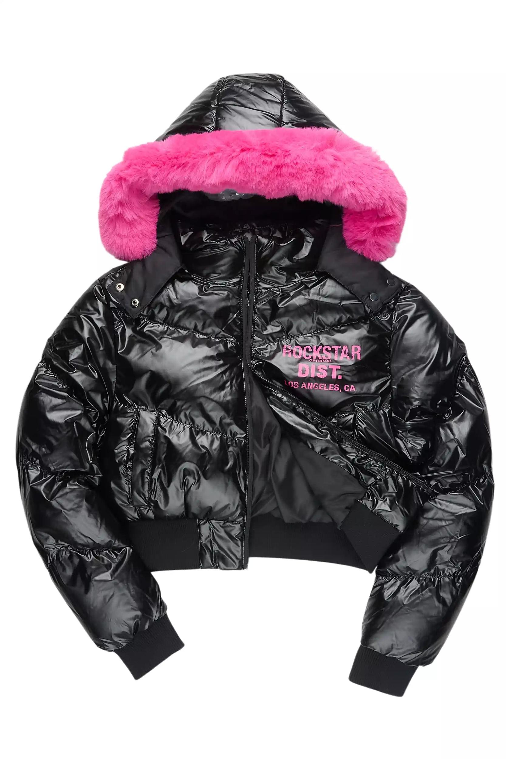 Moncia Black/Pink Puffer Jacket Female Product Image