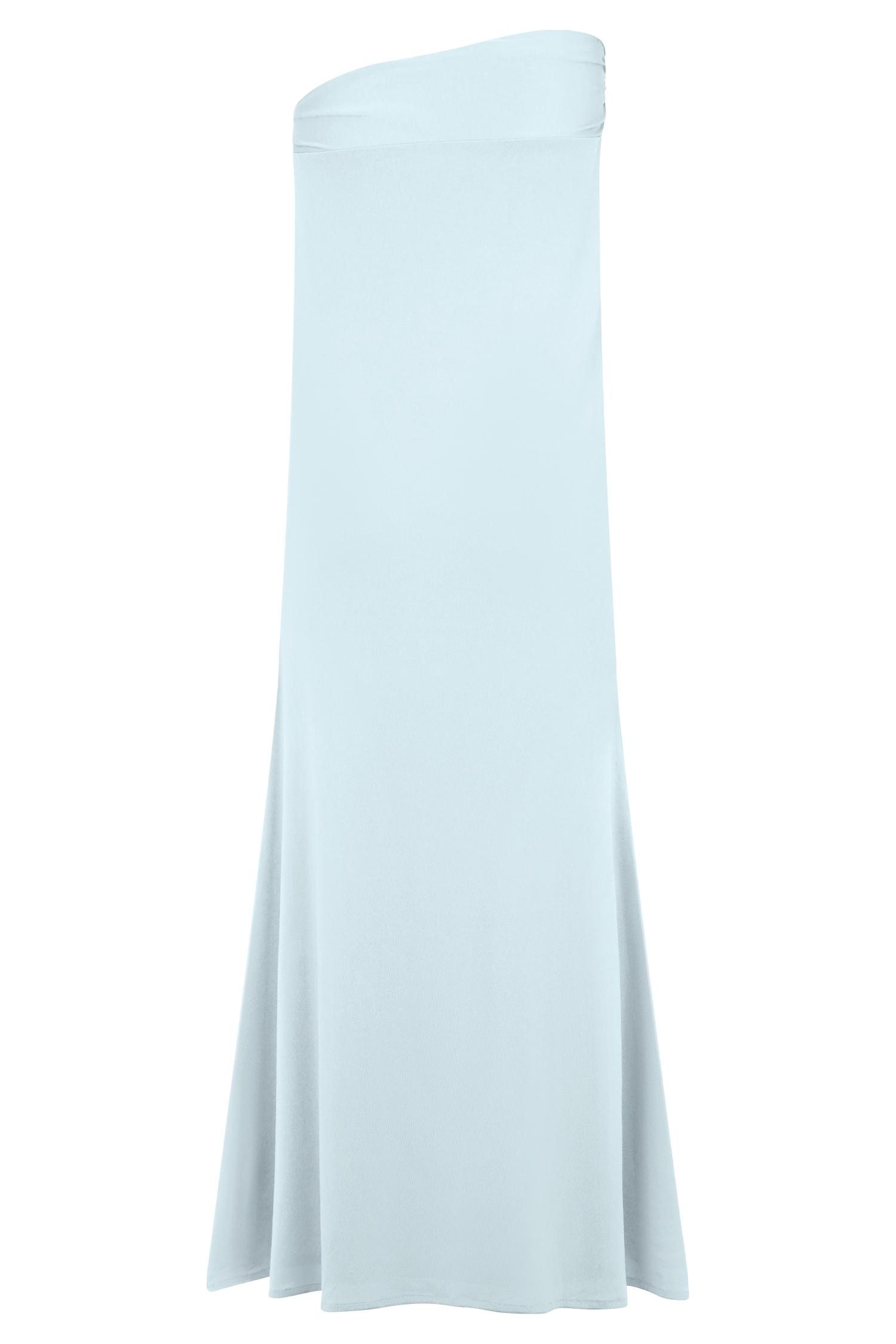 Ainsley Asymmetrical Maxi Skirt With Floral Hardware - Pale Blue Product Image