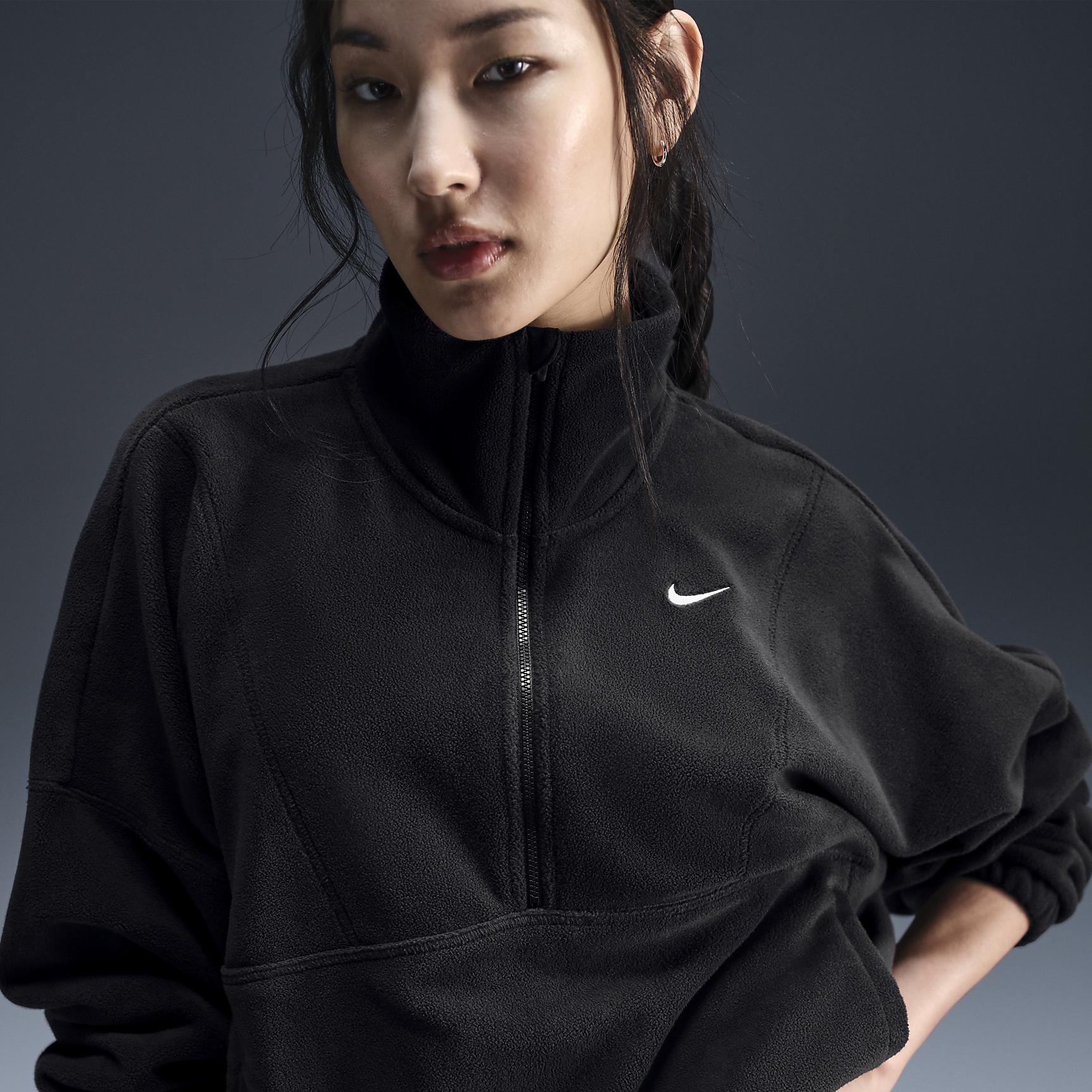 Nike Womens One Therma-FIT Oversized 1/2-Zip Fleece Top | FV7955-010 Product Image