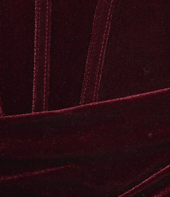 B. Darlin Velvet V-Neck Corset Bustier Shirred Side Slit Dress Product Image