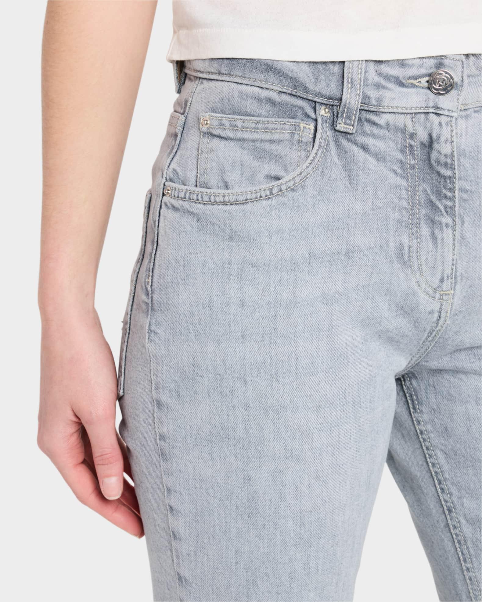 Cropped Fringe-Hem Flare Jeans Product Image