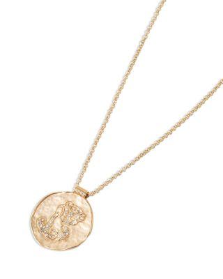 Rhinestone Zodiac Pendant Necklace in Gold Tone, 26.5"-29.5" Product Image