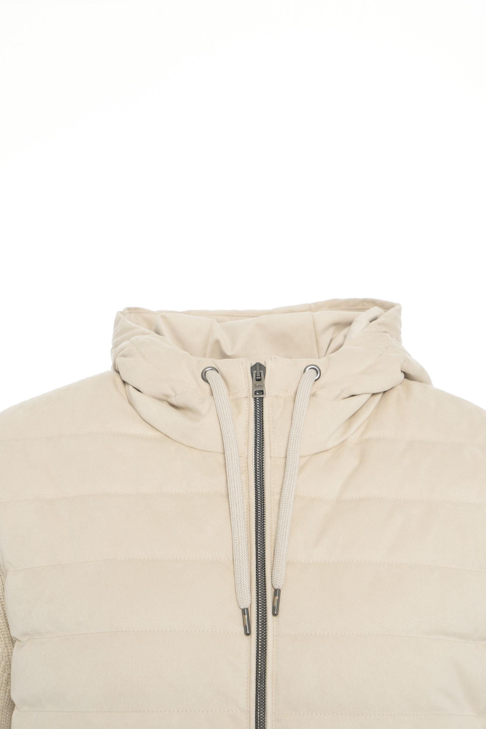 Quilted jacket with knit sleeves Product Image