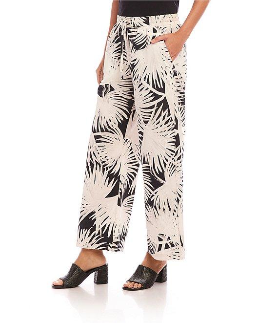 Karen Kane Tropical Palm Print Drawstring Coordinating Wide Leg Pants Product Image