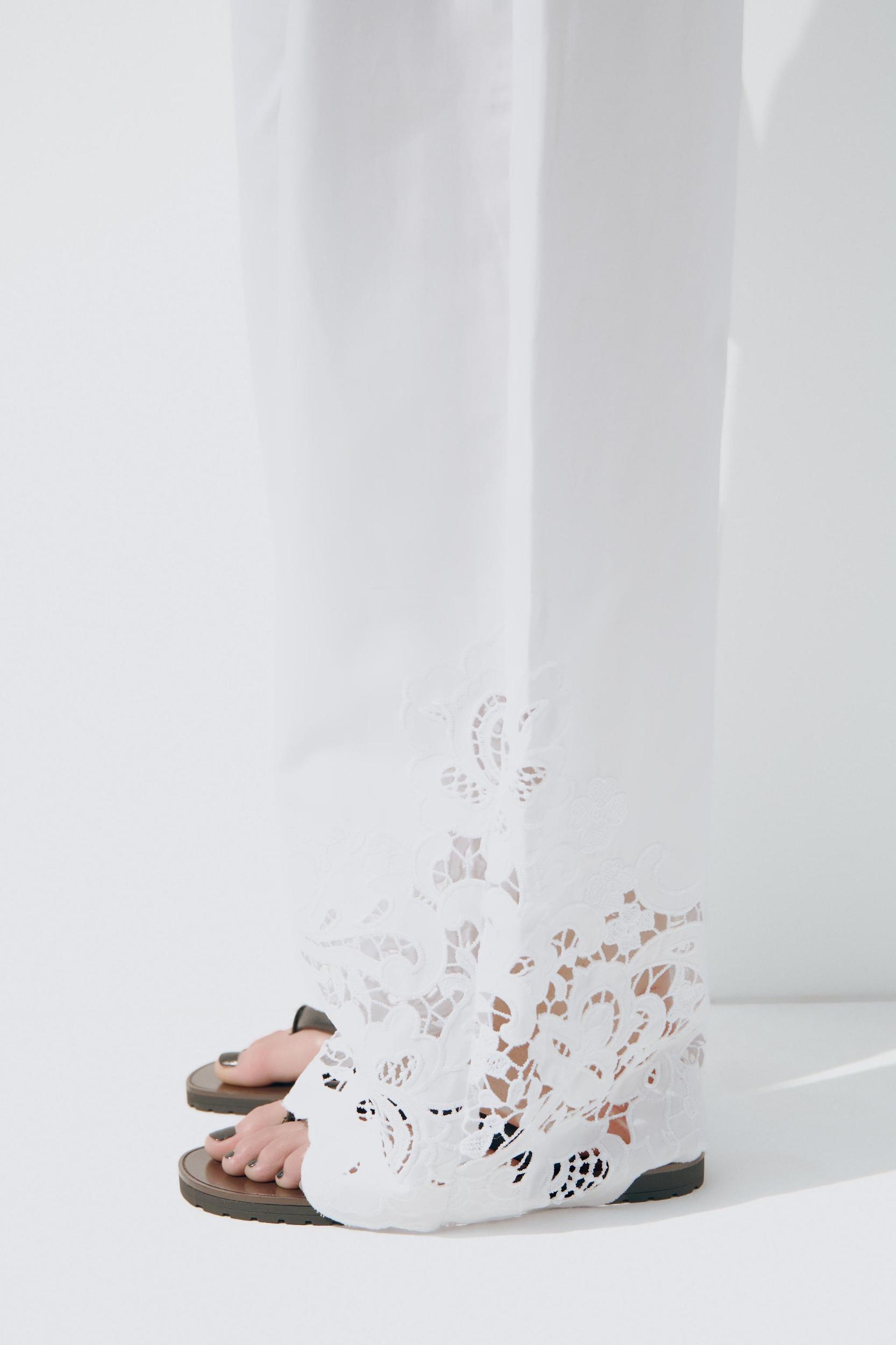 EMBROIDERED STRAIGHT LEG PANTS Product Image