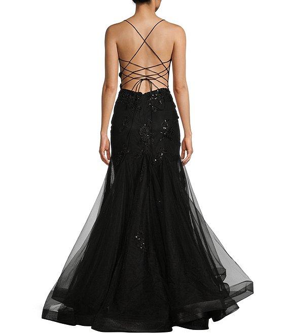 GB Mermaid Beaded Applique Lace Back Gown Product Image