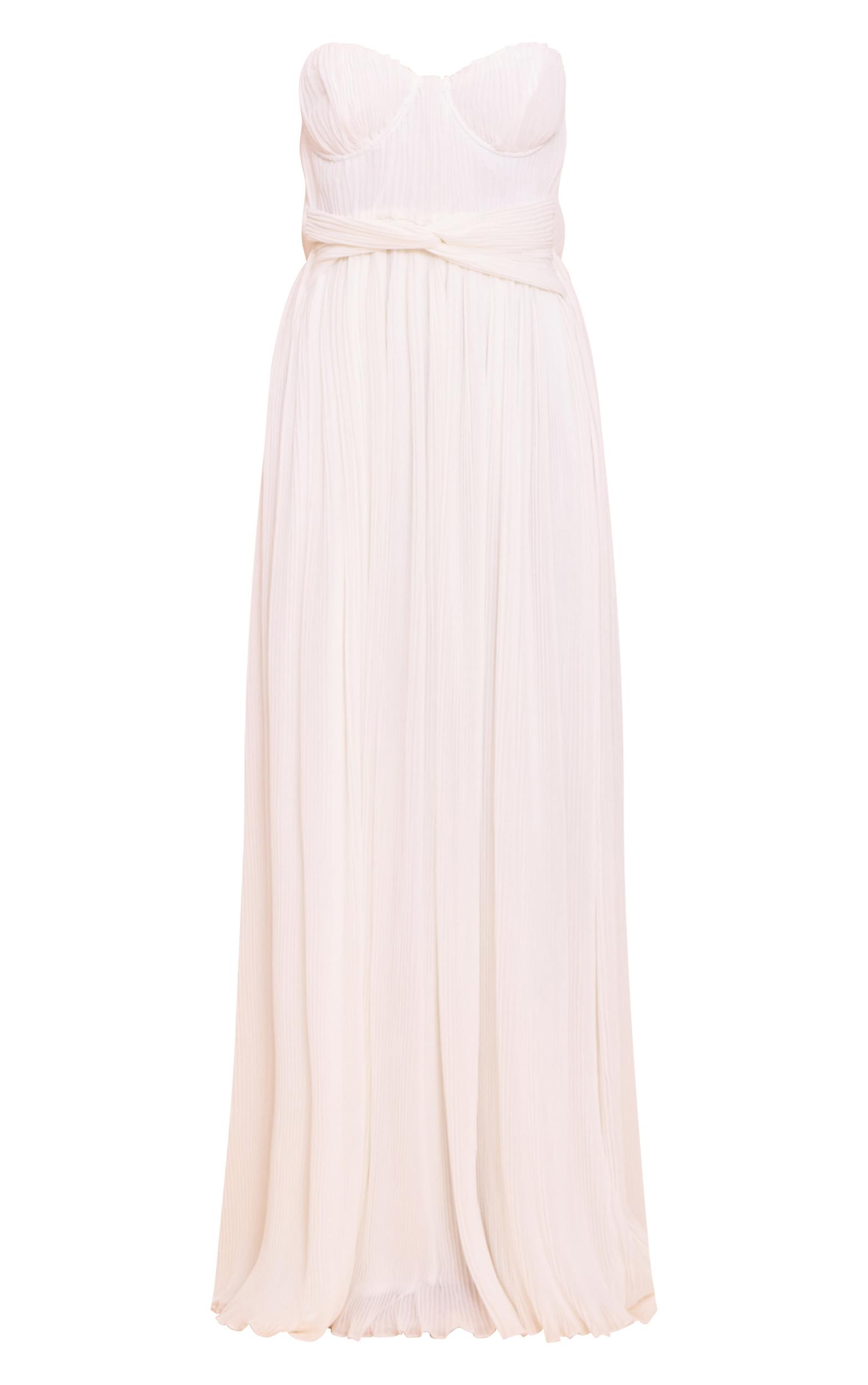 Petite Cream Plisse Scalloped Edge Maxi Dress Product Image