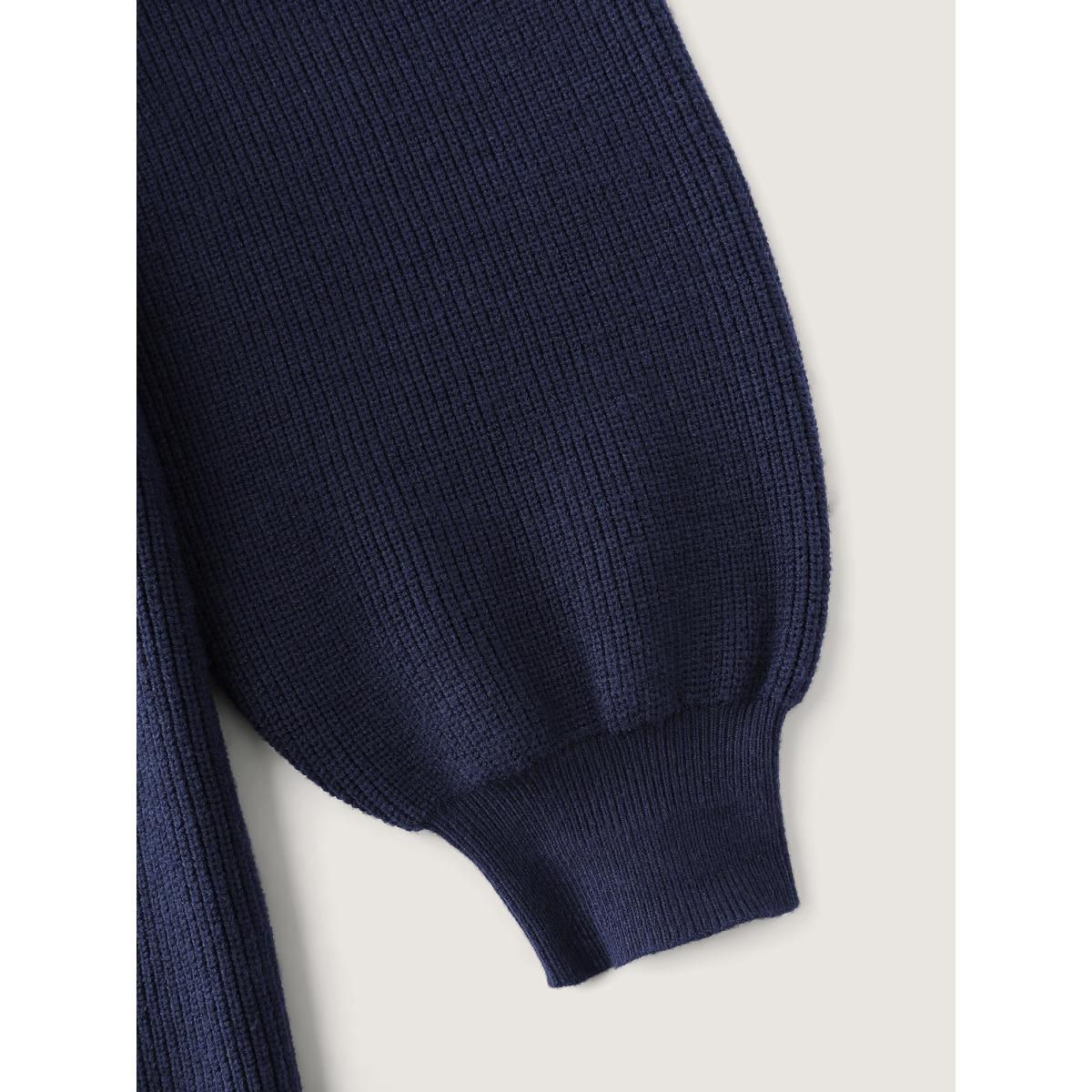 Plus Size Scoop Neck Cinched-Waist Textured Pullover Indigo Women Timeless Bodycon Long Sleeve Heart neckline Elegant Pullovers BloomChic 30/6X Product Image