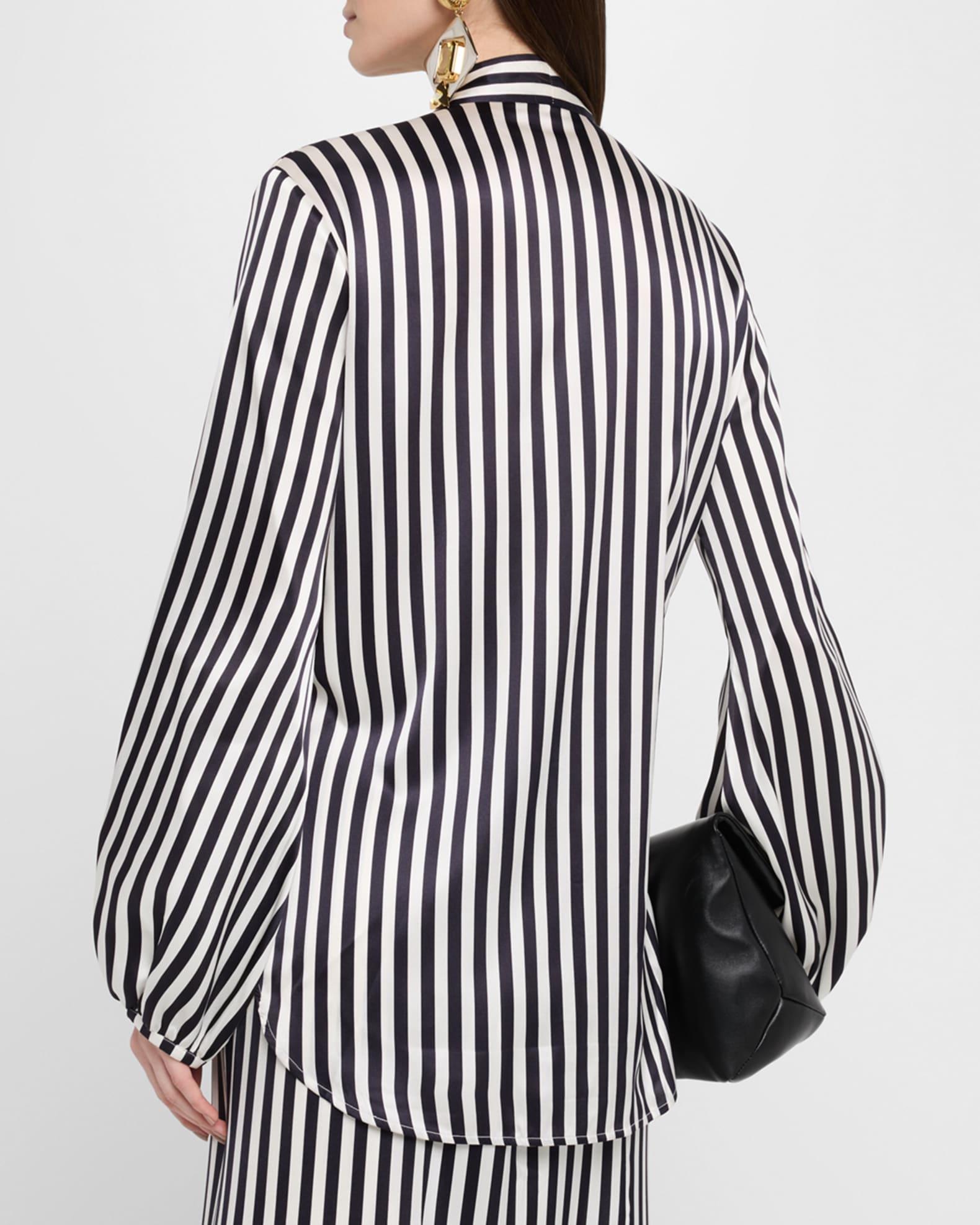 Honey Striped Tie Silk Blouse Product Image