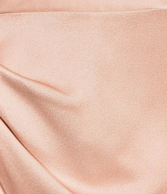 Aidan Mattox Satin Cowl Neck Sleeveless Side Ruffle Gown Product Image