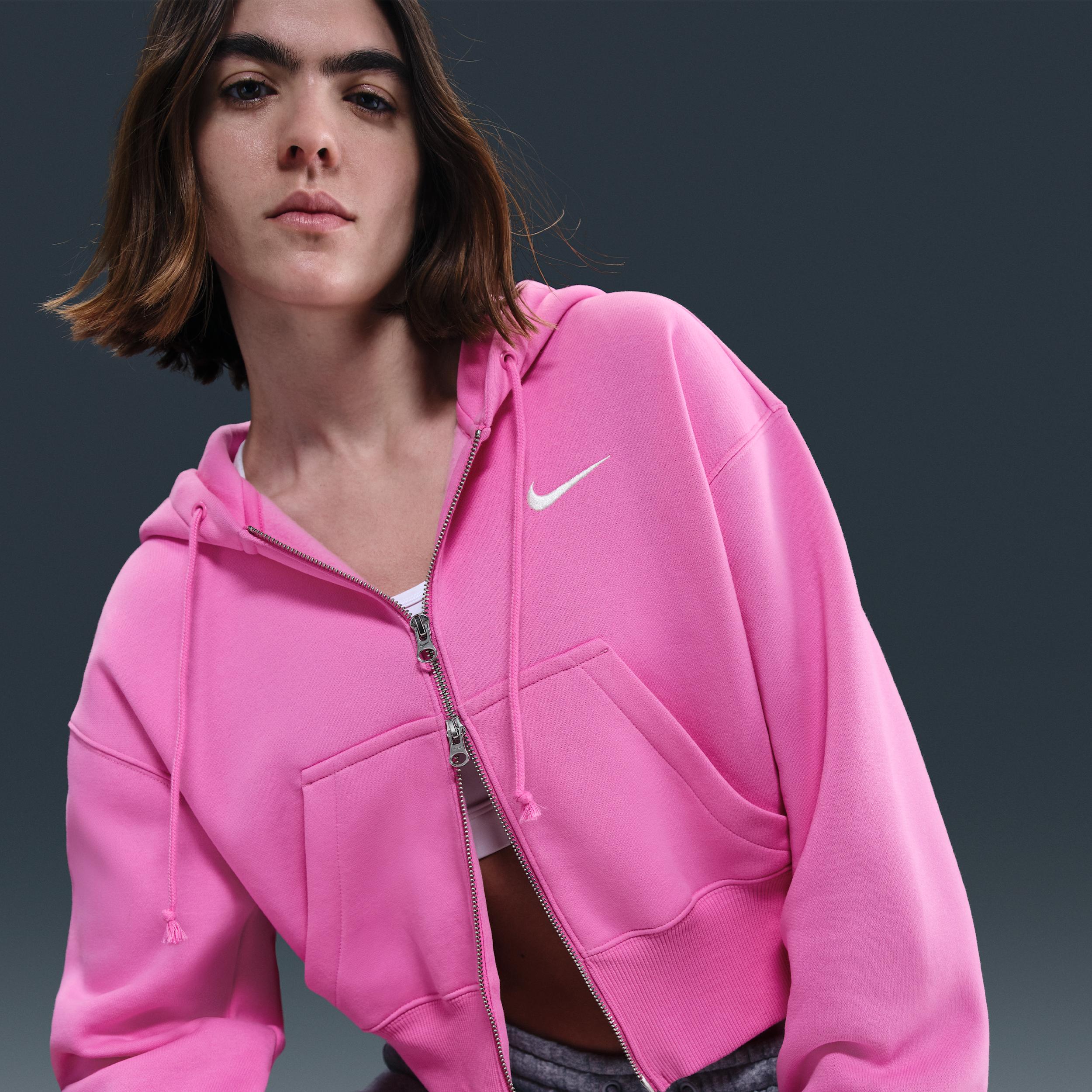 Womens Nike Sportswear Phoenix Fleece Loose Full-Zip Cropped Hoodie | HV2426-675 Product Image