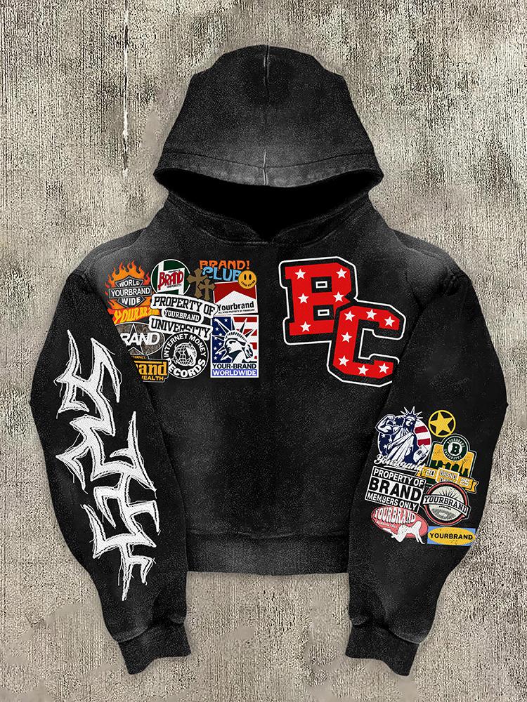 Men's Oversized Warzone Peace Club Vintage Washed Graphic Hoodie Product Image