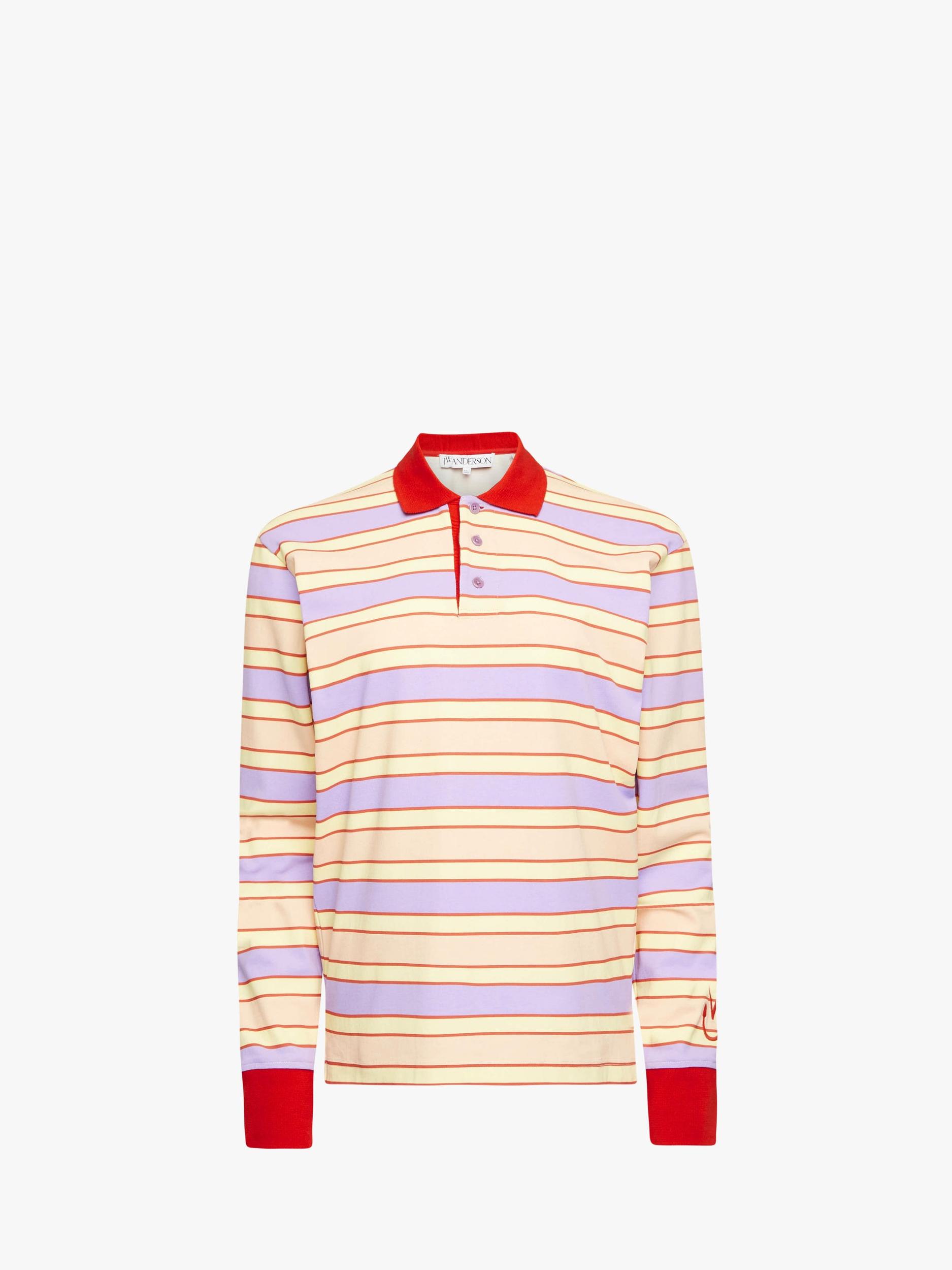 CONTRAST TRIM STRIPED POLO TOP Product Image