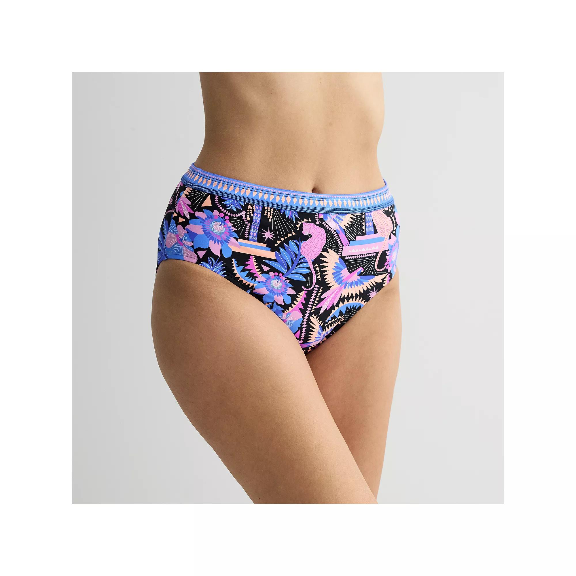 Women's Freshwater Banded High Leg Swim Bottoms, Size: Small, Havana Tropic Product Image