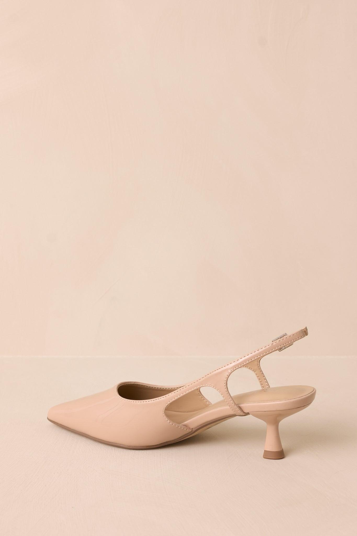 Fiercely Stunned Nude Patent Kitten Heels Product Image