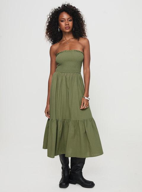 Chani Strapless Maxi Dress Olive Product Image