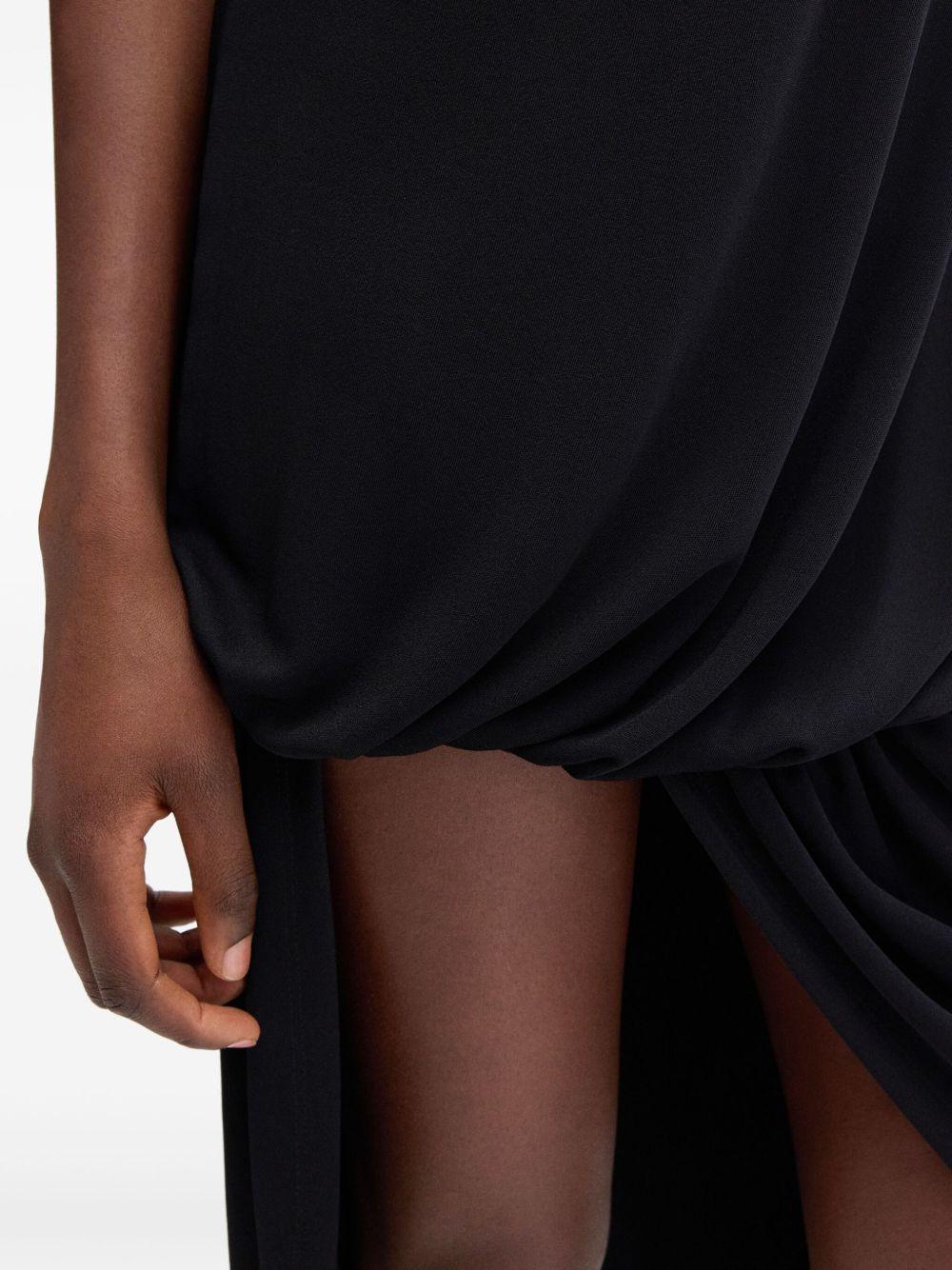 JACQUEMUS Draped Sleeveless Peplum Dress With Asymmetrical Hem In Black Product Image