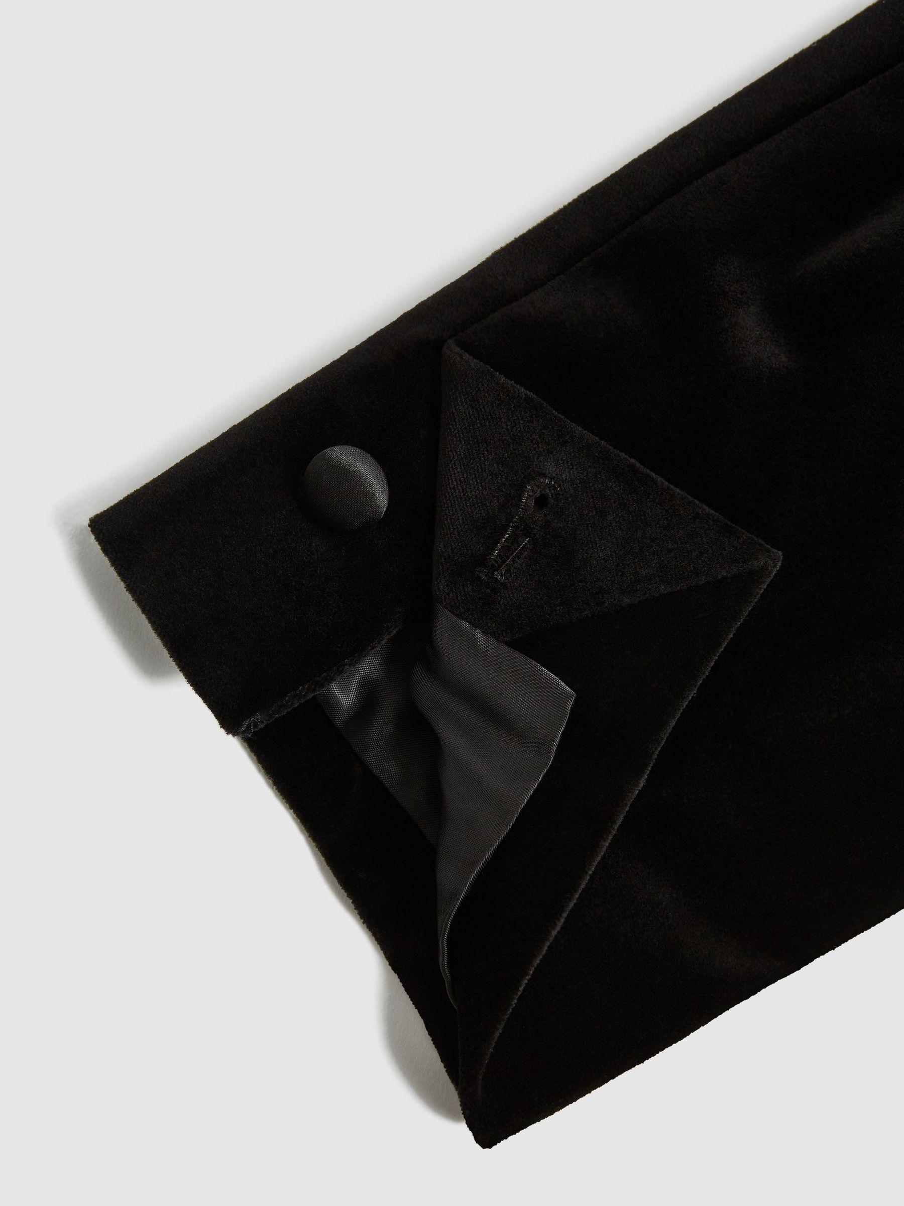 Velvet Single-Breasted Blazer Tailored Fit in Black Product Image