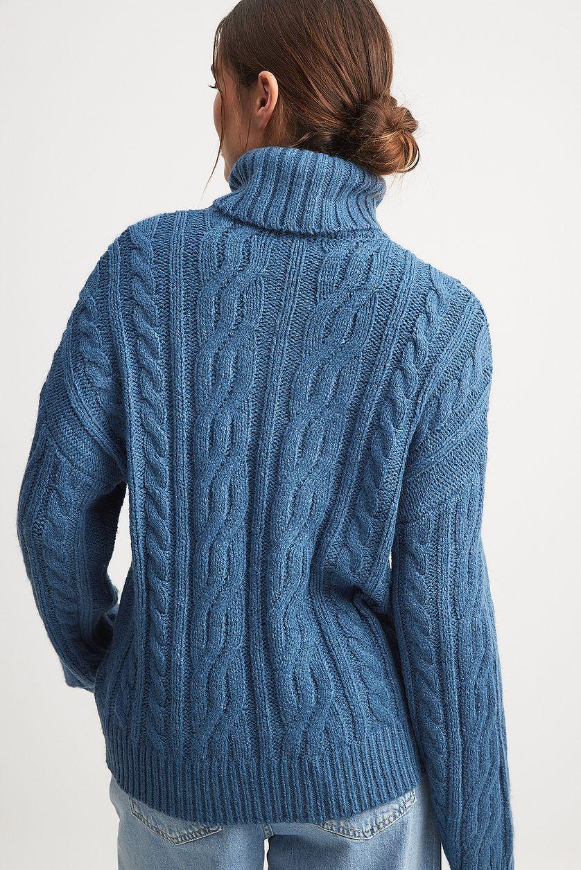 Turtleneck Knitted Cable Sweater Product Image