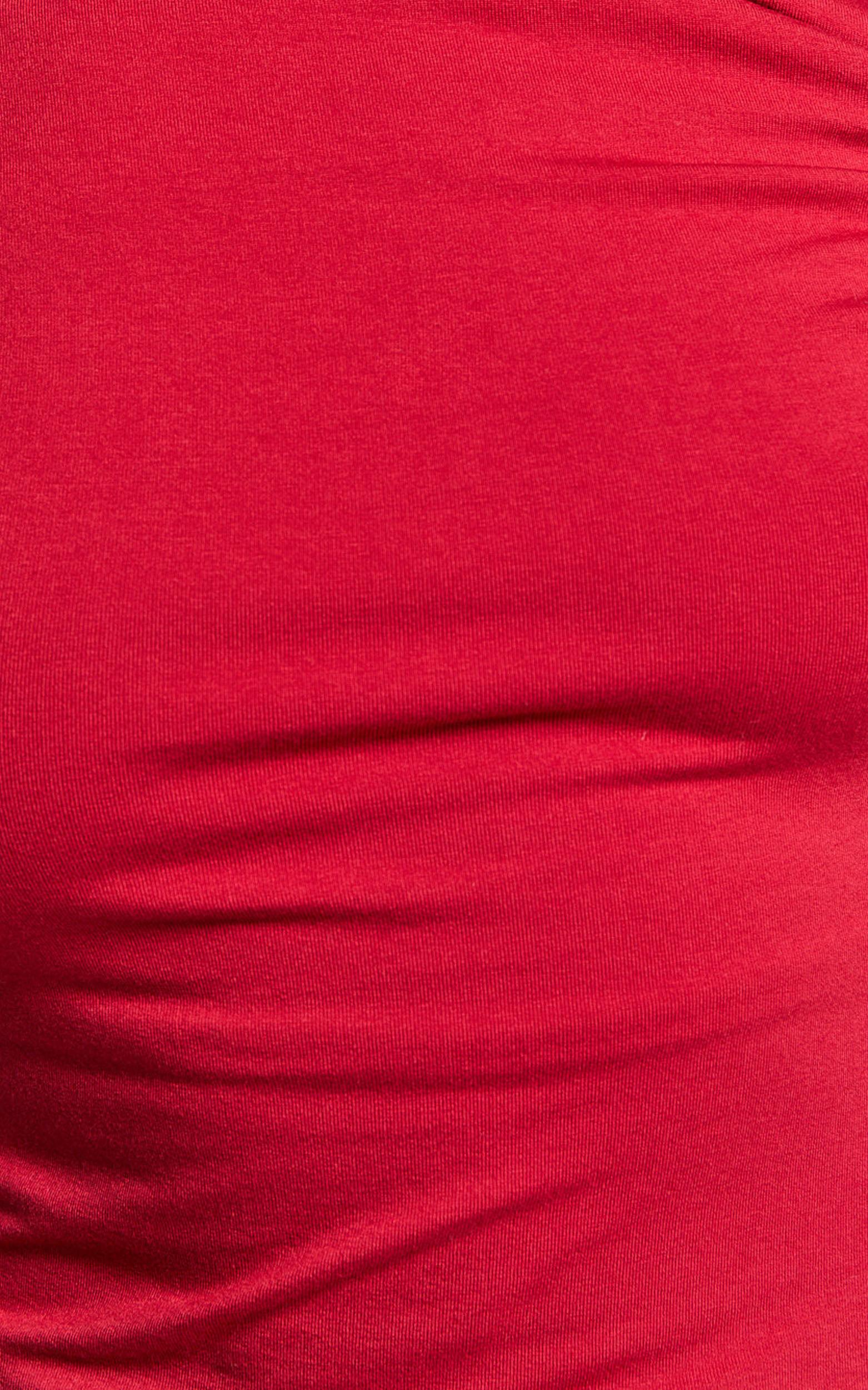 Jialeen Top - Off Shoulder Twist Asymmetrical Sleeve Top in Red Product Image