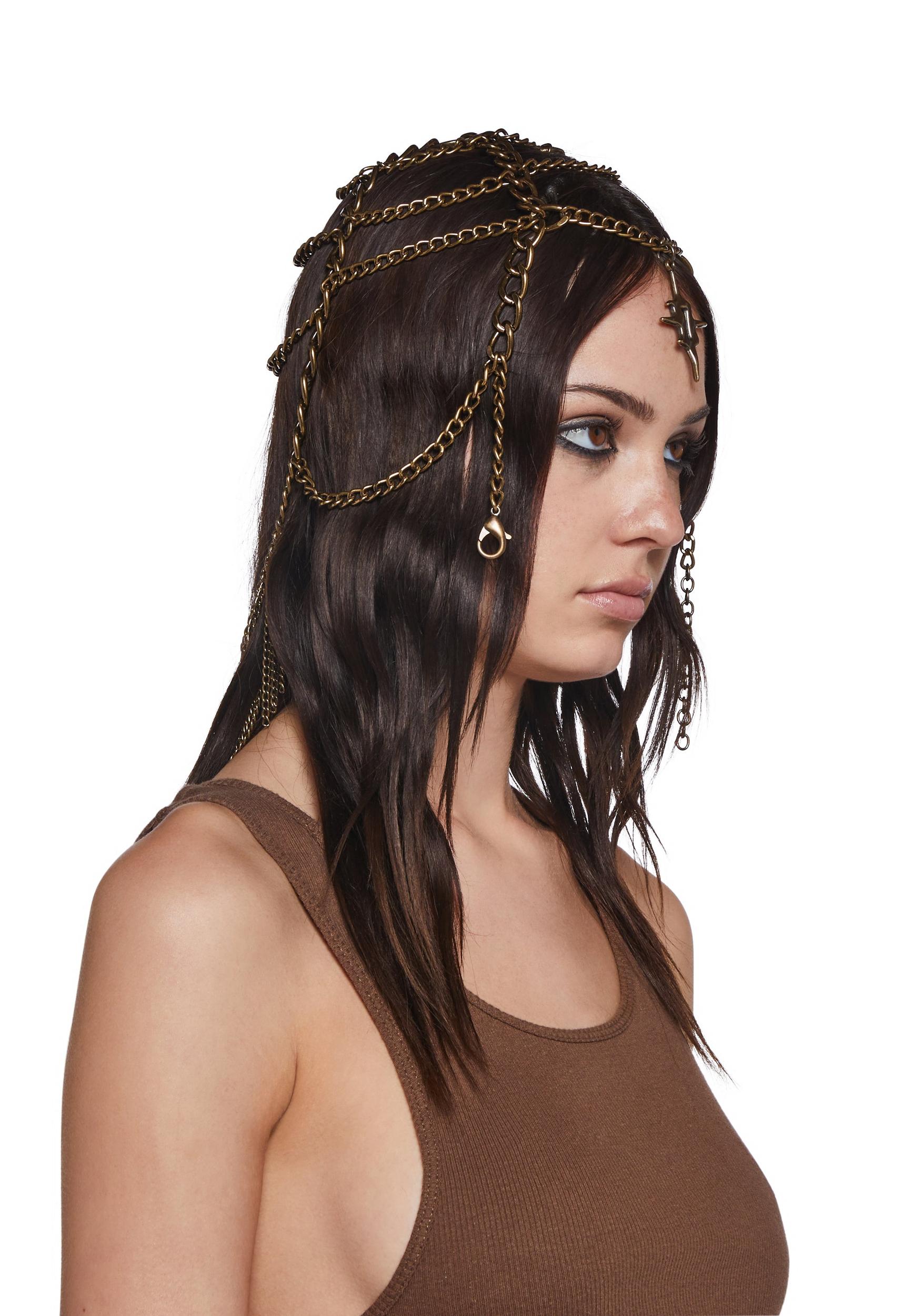 Womens Head Chainlink Fringe Jewelry Darker Wavs - Silver Product Image