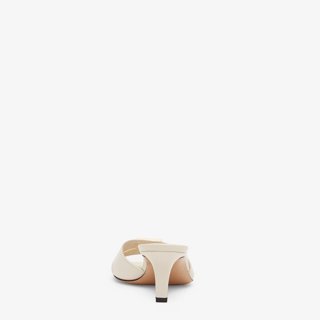 Fendi FFoldWhite leather medium-heeled sandals Product Image