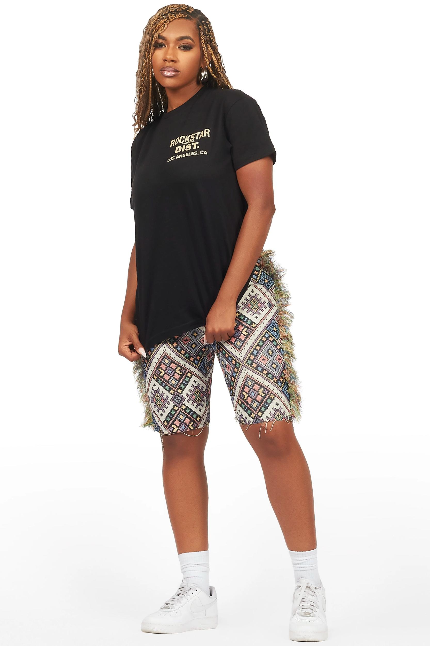 Missy Black/Beige T-Shirt Short Set Female Product Image