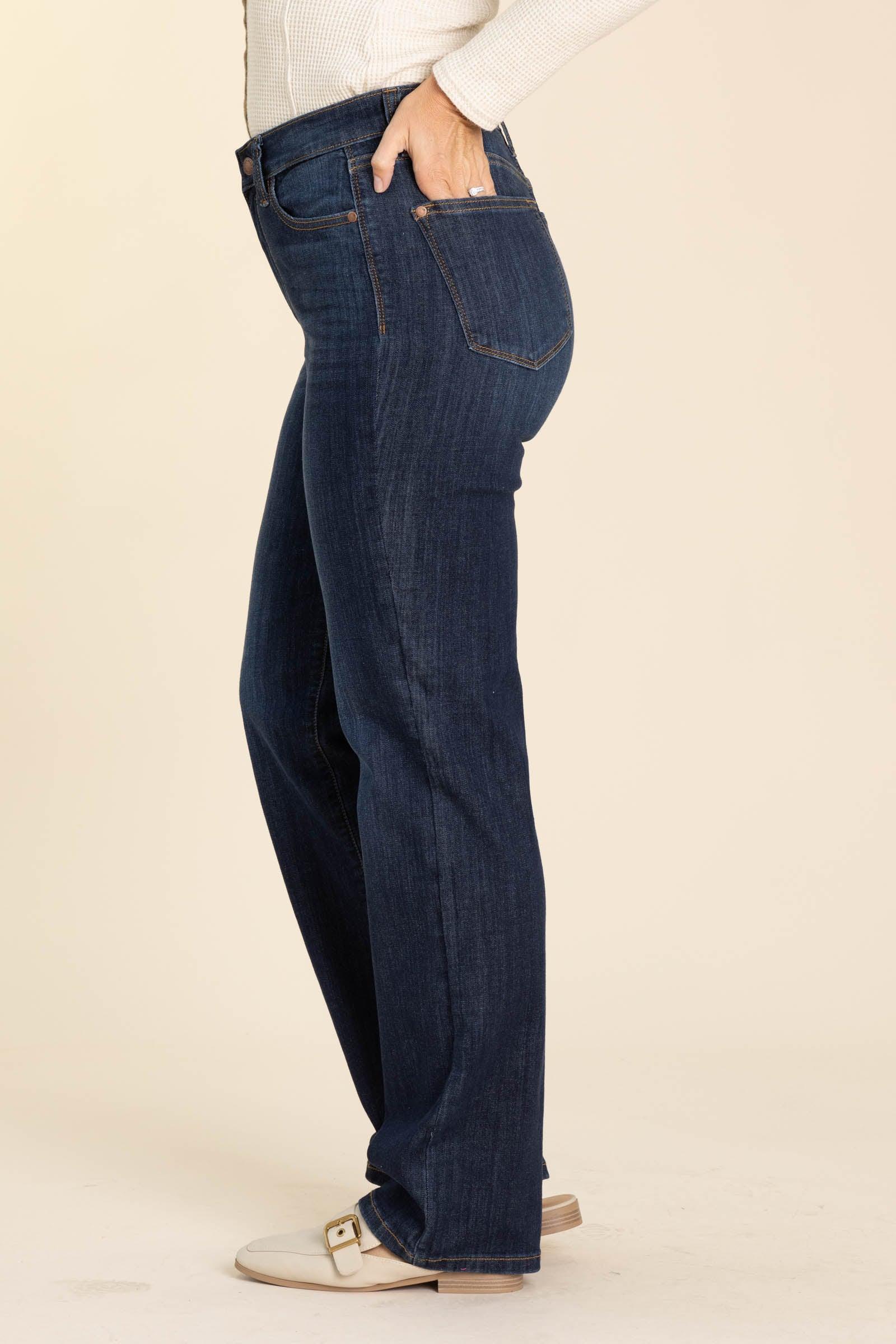 Judy Blue Dark Wash Straight Jeans Product Image