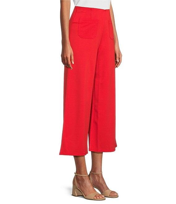 Slim Factor by Investments Lightweight Ponte Knit No Waist Wide Leg Crop Pants Product Image