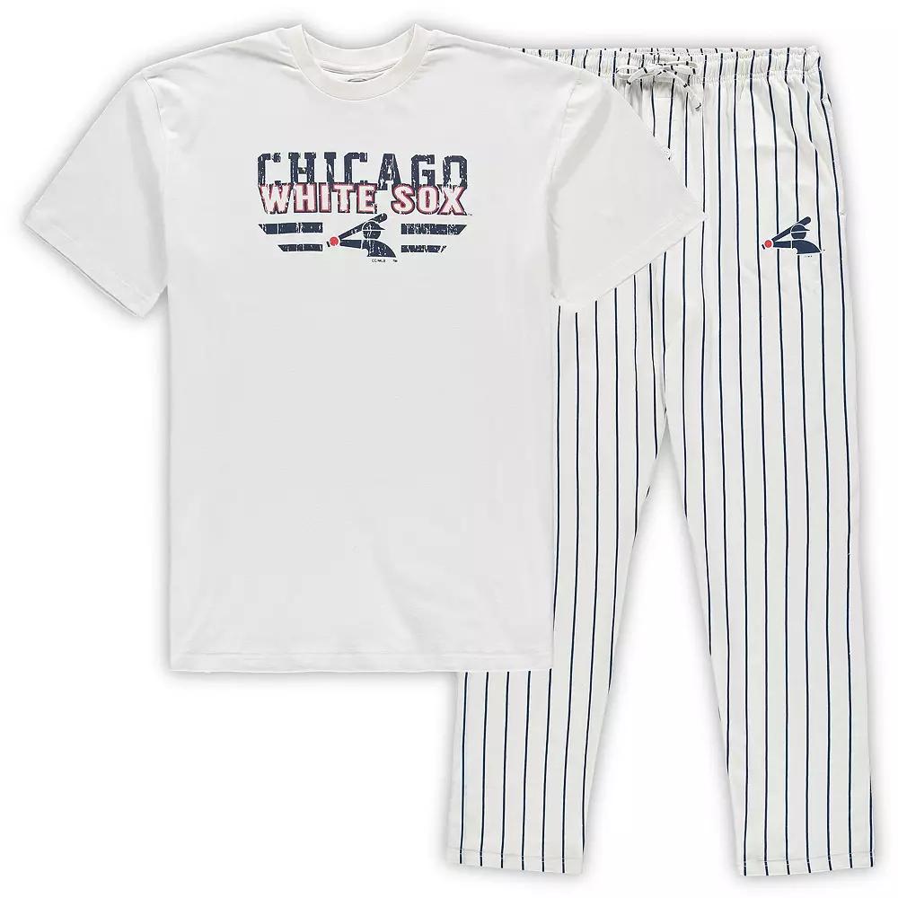Men's Concepts Sport White/Navy Chicago White Sox Big & Tall Pinstripe Sleep Set,  Product Image