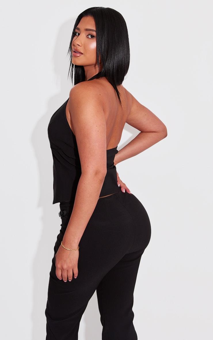 Shape Black Stretch Woven Buckle Halterneck Top Product Image