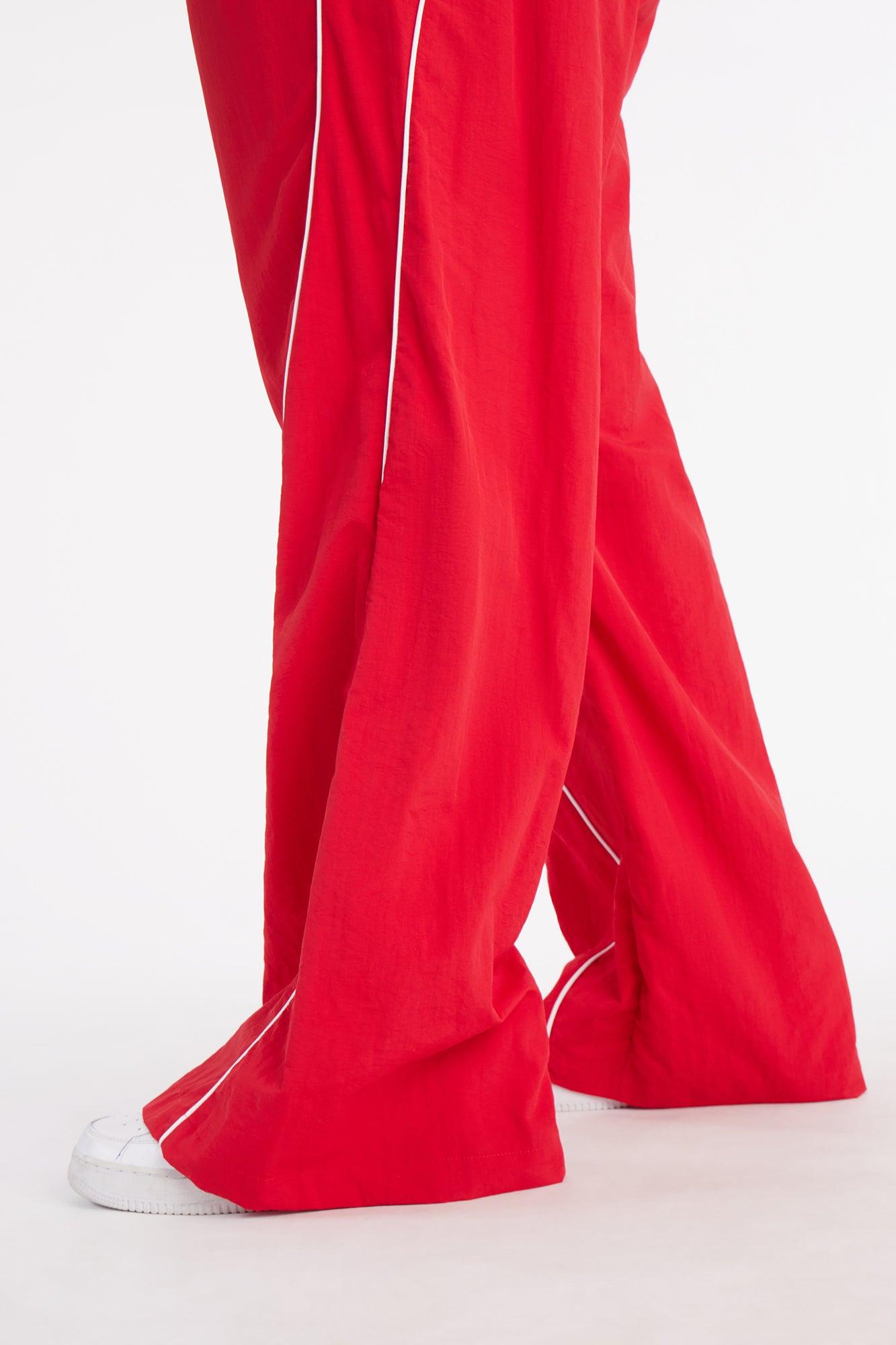 Around The Track Windbreaker Track Pants - Red/combo Female Product Image