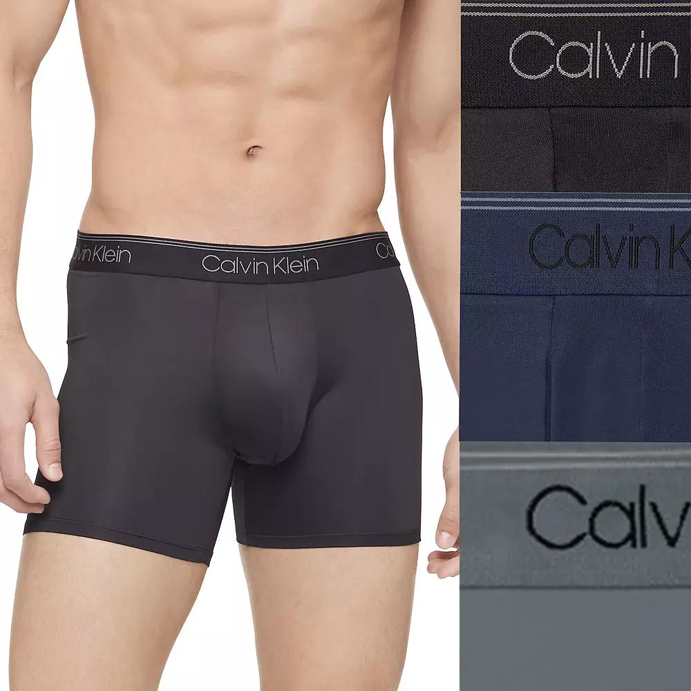 Men's Calvin Klein 3-Pack Microfiber Stretch Boxer Briefs, Size: XL, Black Turb Product Image