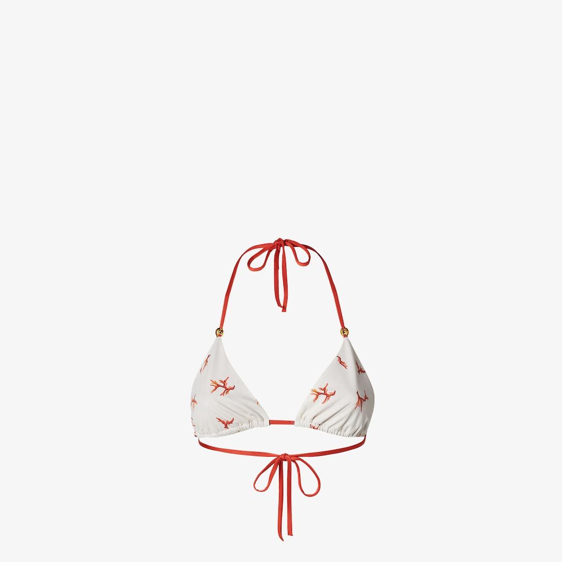 Bikini TopWhite Lycra® bikini top with coral print Product Image