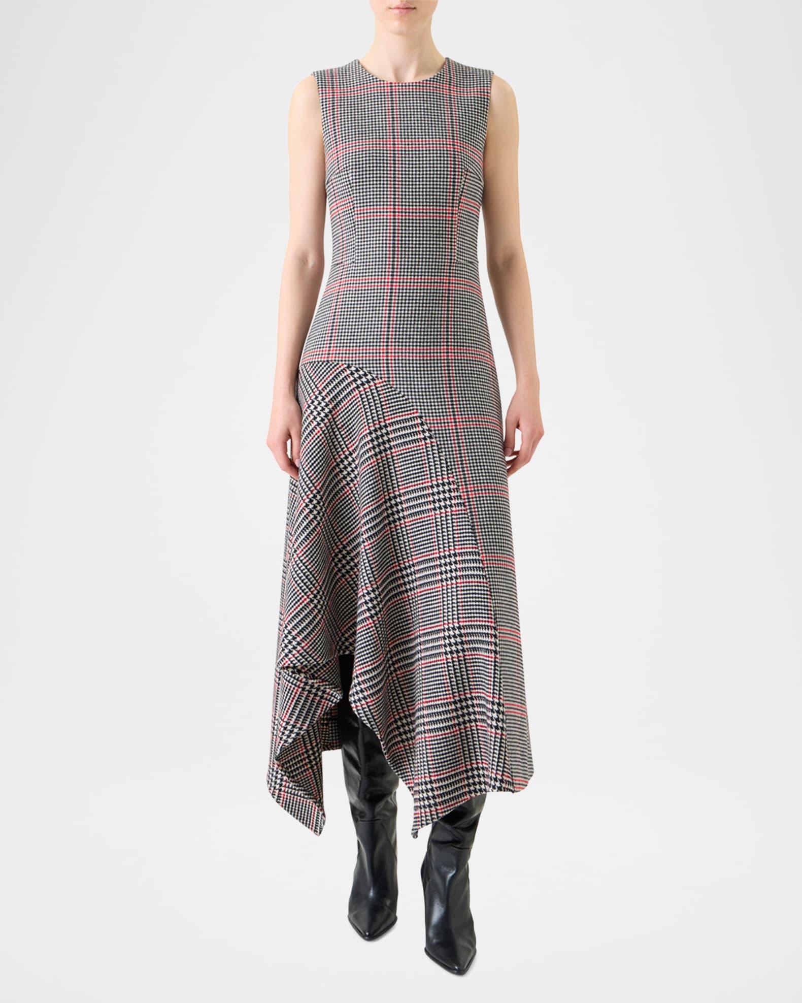 Houndstooth Wool Fresco Midi Dress Product Image