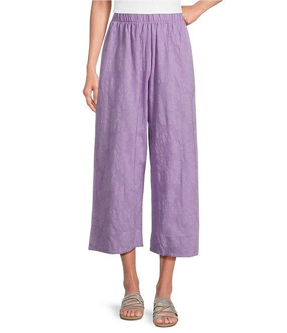 Bryn Walker Jacquard Cotton Floral Wide Leg Pocketed Pull-On Cropped Coordinating Pants Product Image