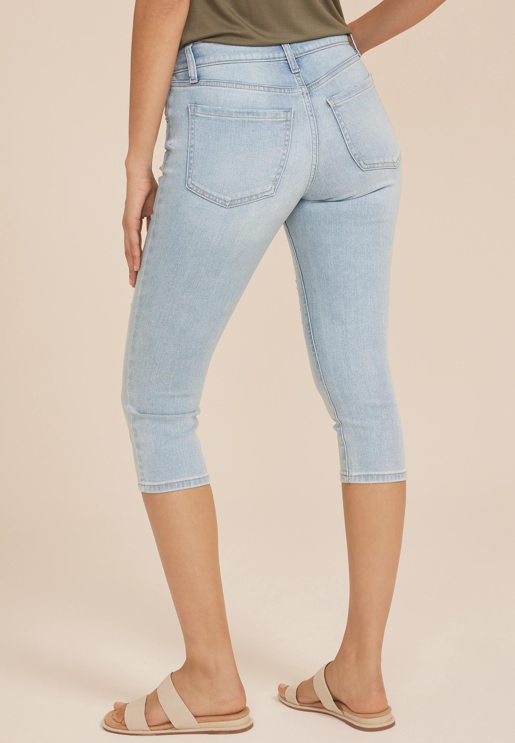 m jeans by maurices™ High Rise Ripped Button Fly Capri Product Image