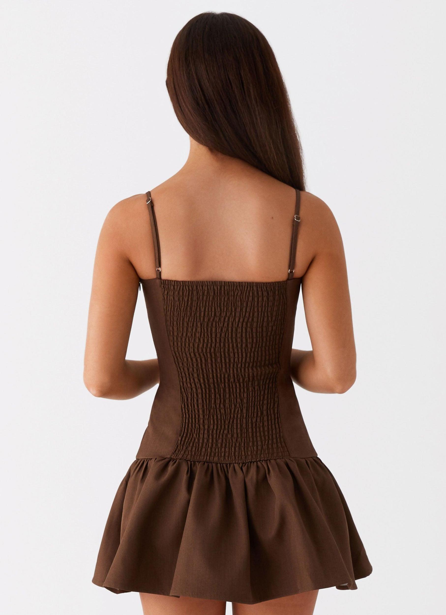 Running Late Mini Dress - Chocolate Product Image
