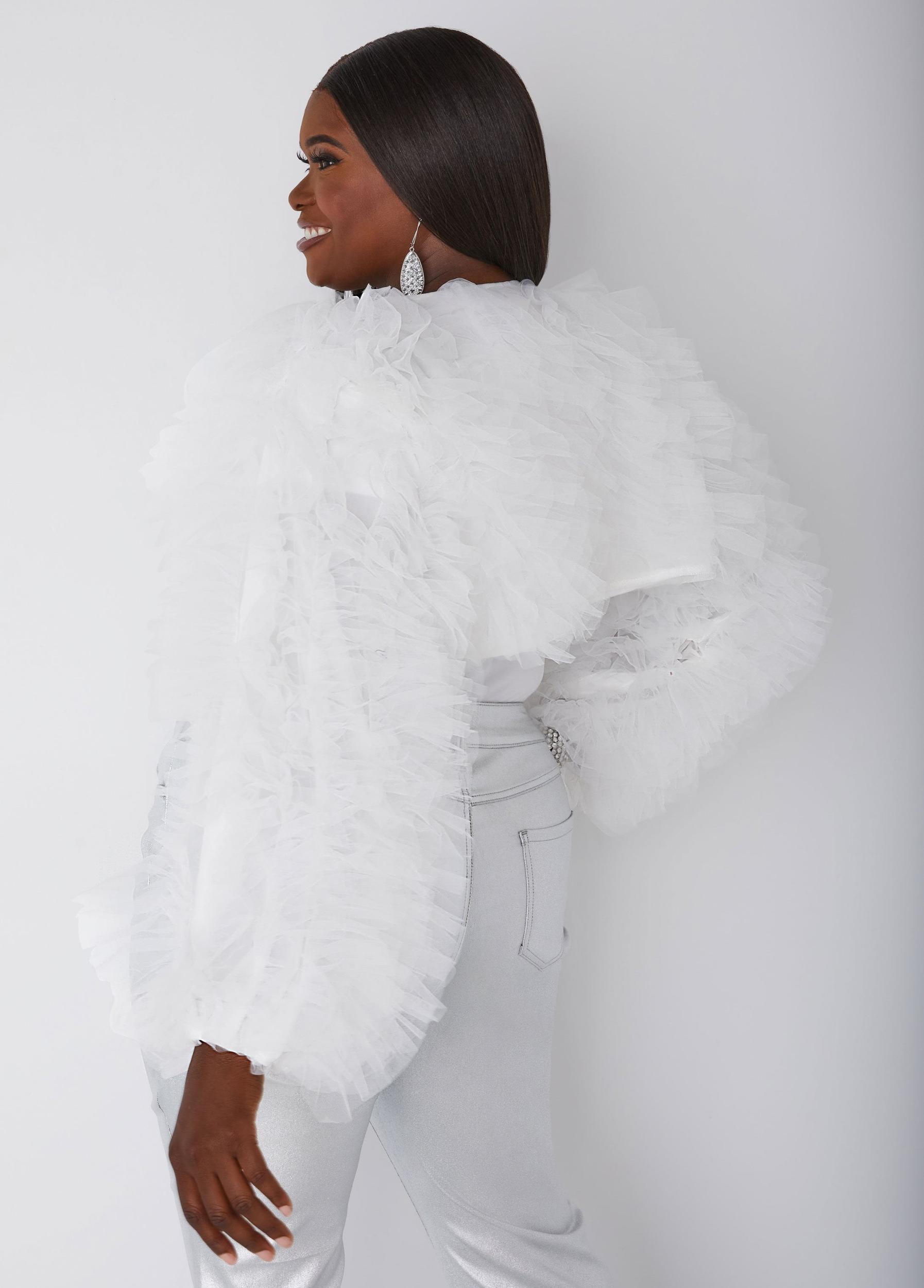Cropped Ruffled Tulle Shrug Product Image