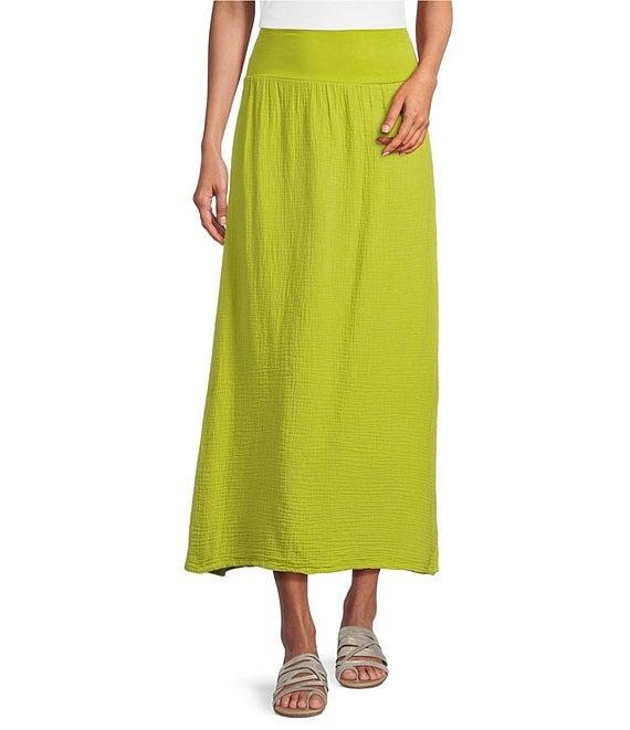 Bryn Walker Cotton Gauze Wide Waistband A-Line Pull-On Skirt Product Image