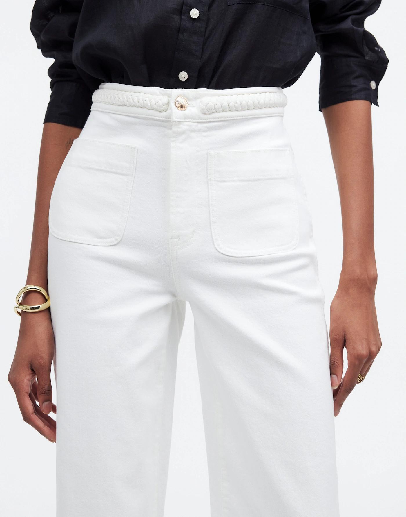 Madewell x Lisa Says Gah! The Perfect Vintage Wide-Leg Crop Jean in Eyelet White Product Image