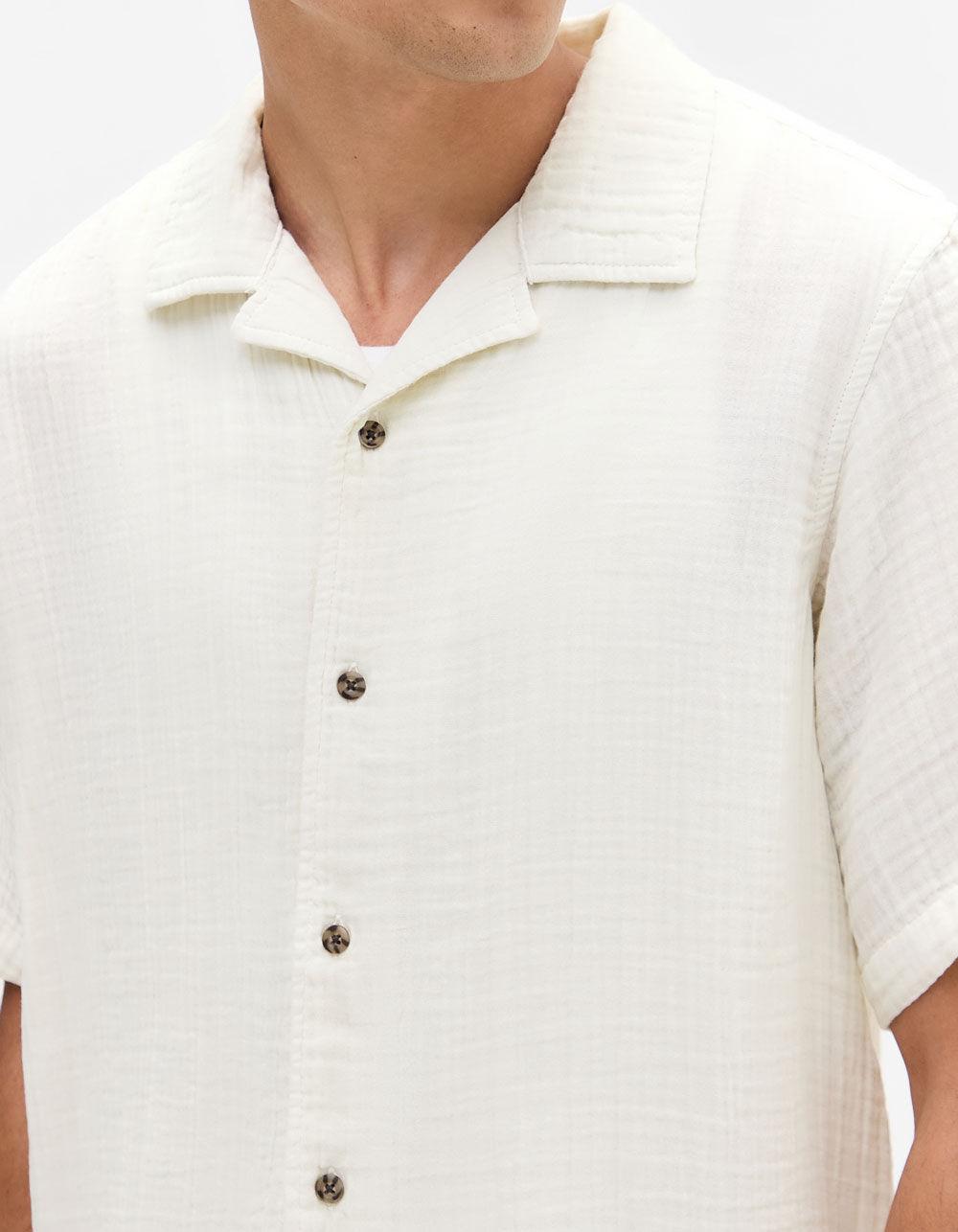 BDG Urban Outfitters Crinkle Mens Button Up Shirt - WHITE Product Image