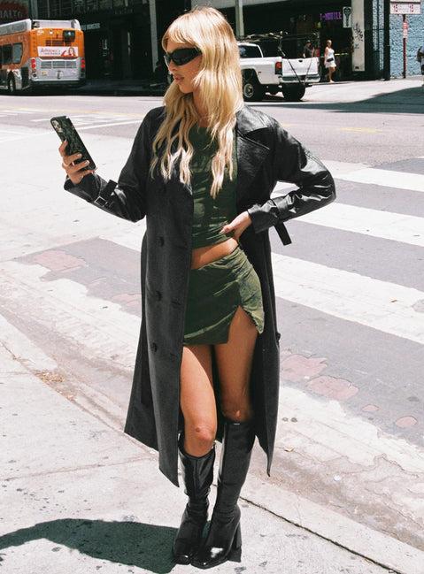 Montanna Faux Leather Coat Black Product Image