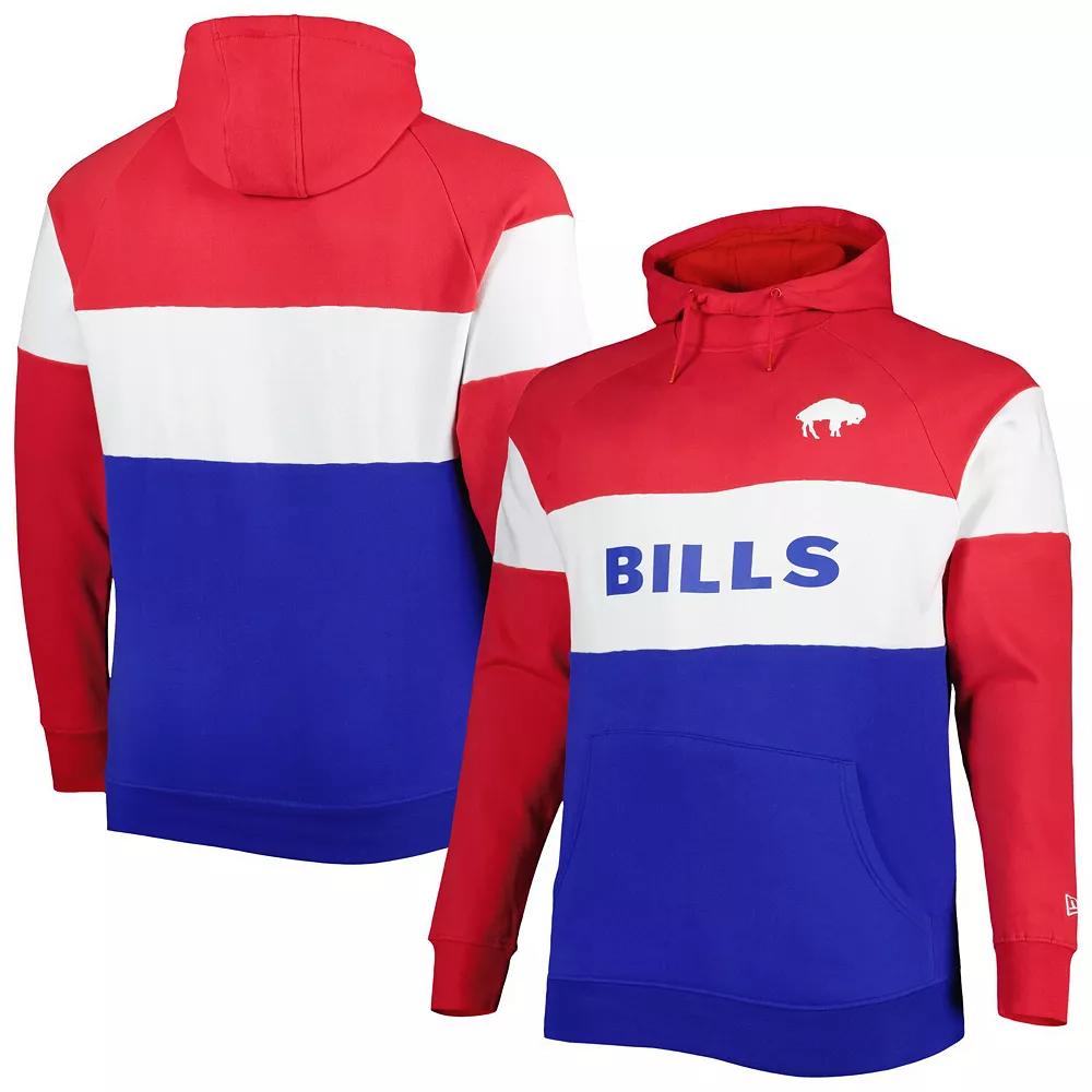 Men's New Era Royal Buffalo Bills Big & Tall Throwback Colorblock Raglan Pullover Hoodie, Size: 3XLT, Blue Product Image